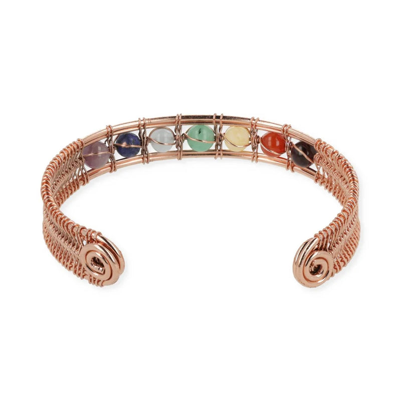 Magnetische koperen armband met chakrastenen