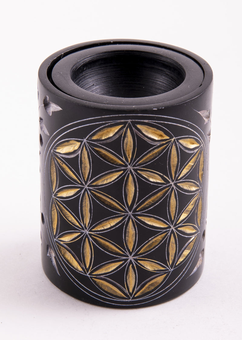 Aromalamp Flower of Life zwart met goud