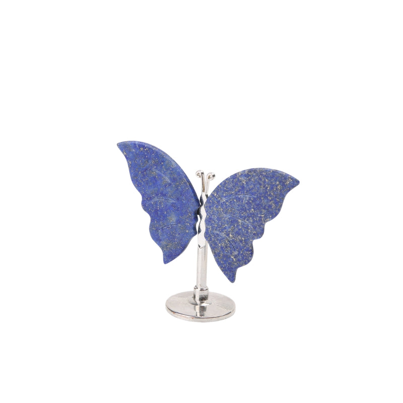 Vlinder Lapis Lazuli op standaard - zilver