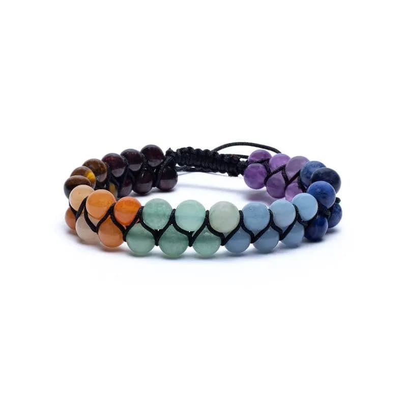 Chakra armband dubbele rij verstelbaar 6mm