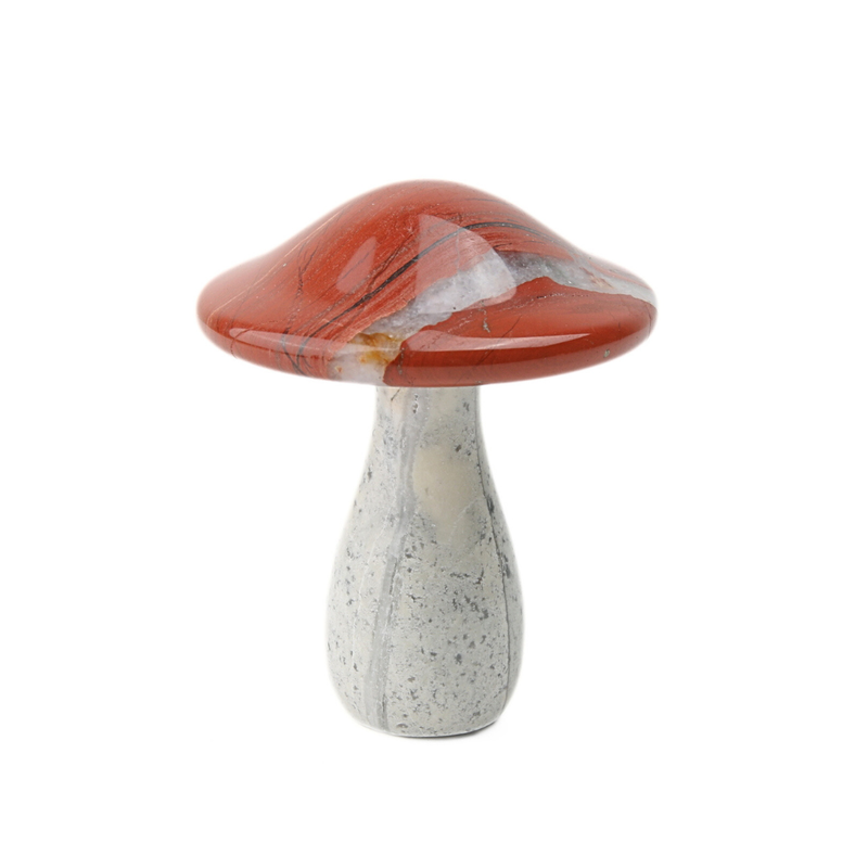 Jaspis Rood met Jade Ivory Paddenstoel - 6