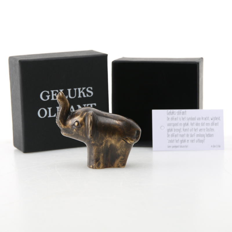 Geluksolifant brons in doosje - 6 cm
