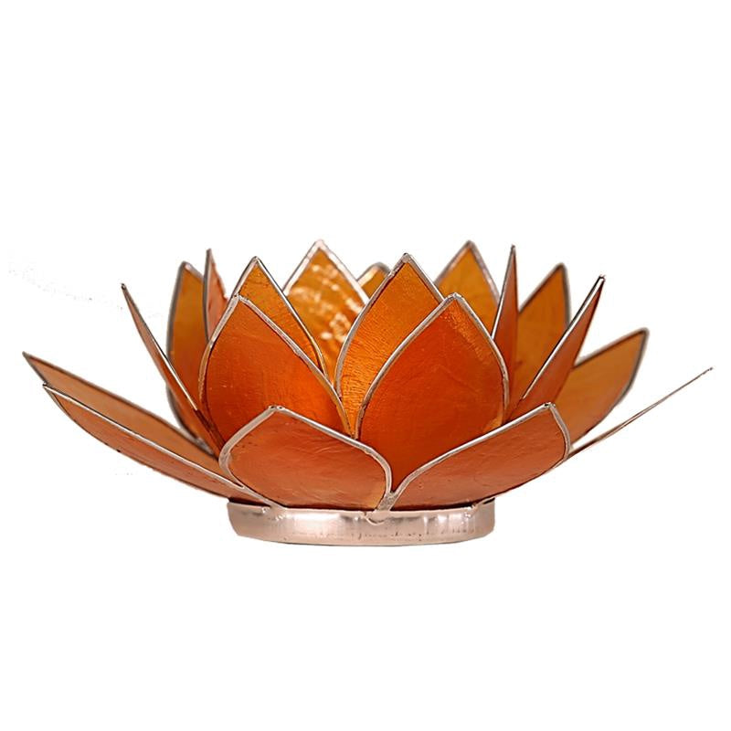 Lotus sfeerlicht oranje 2e chakra zilverrand*