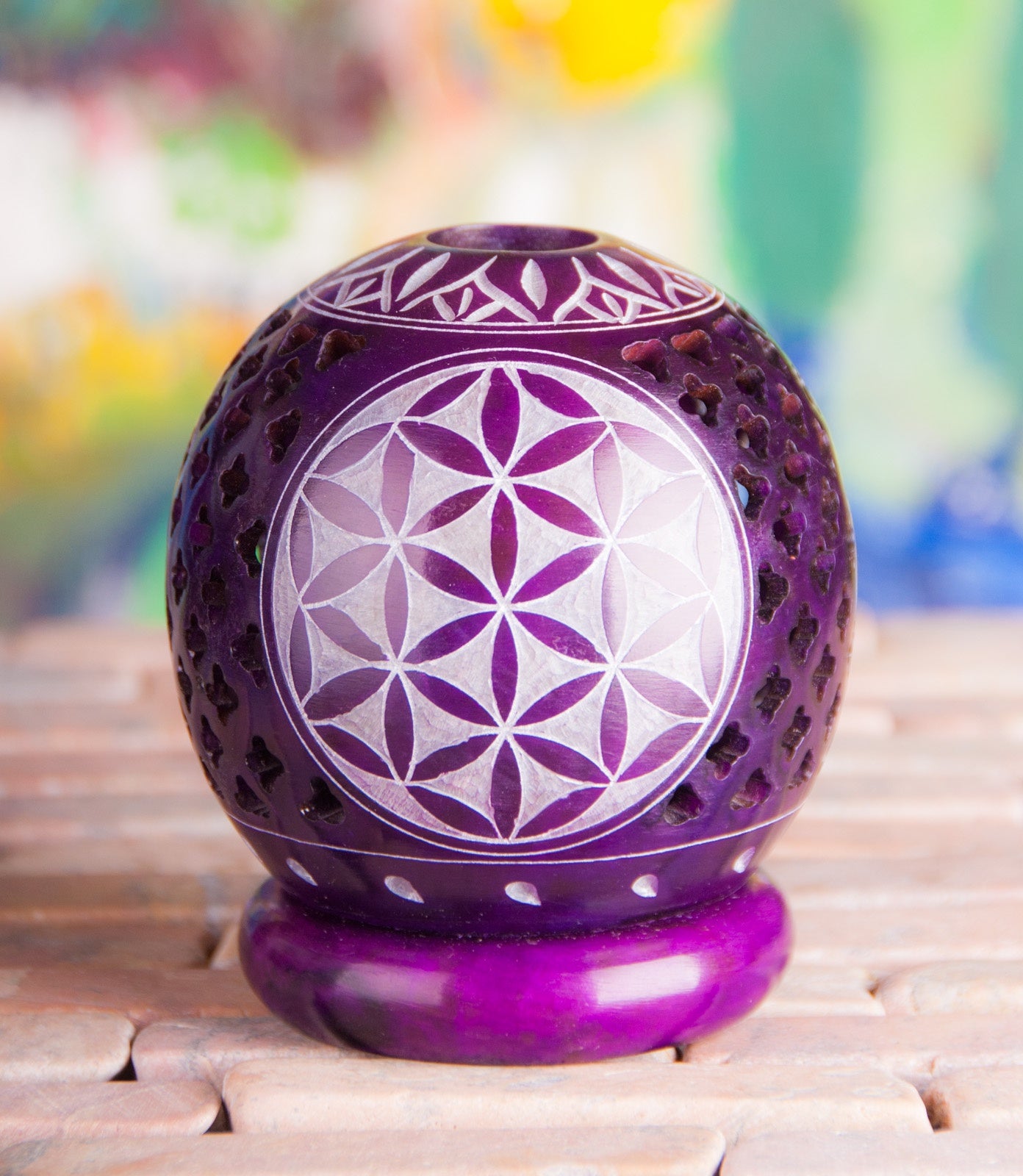 Theelicht lila Flower of Life