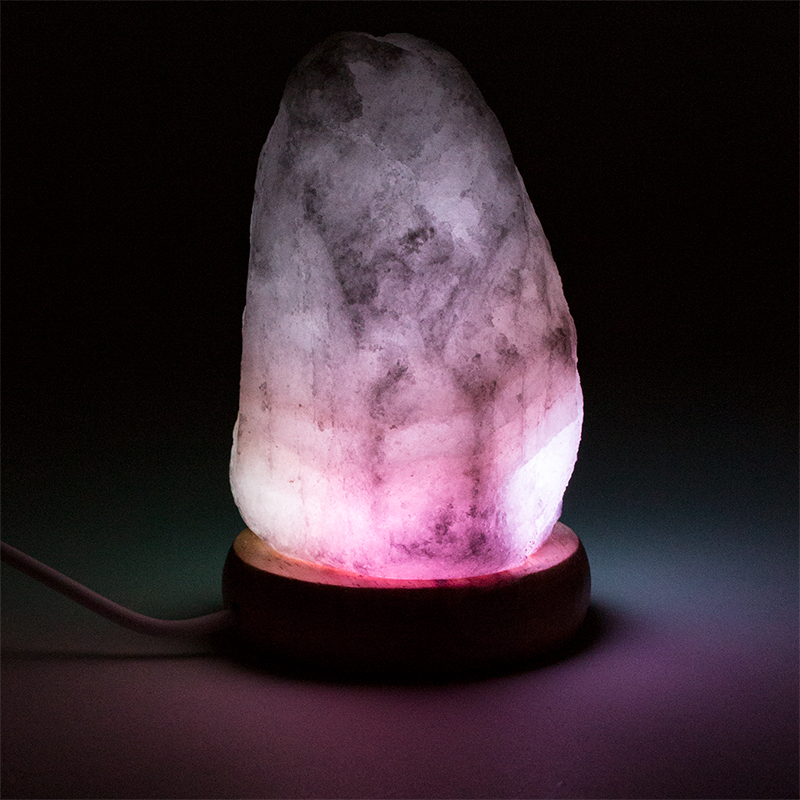 Mini Mood zoutlamp ruw USB + LED