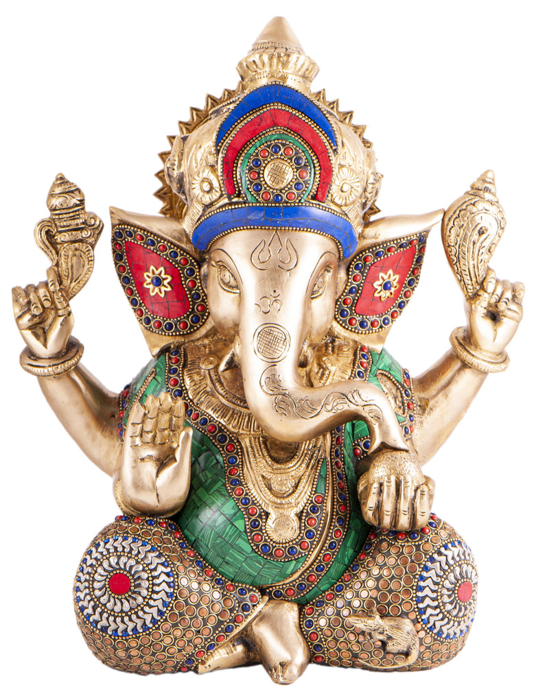 Ganesha beeld met mozaïek decoratie 30cm