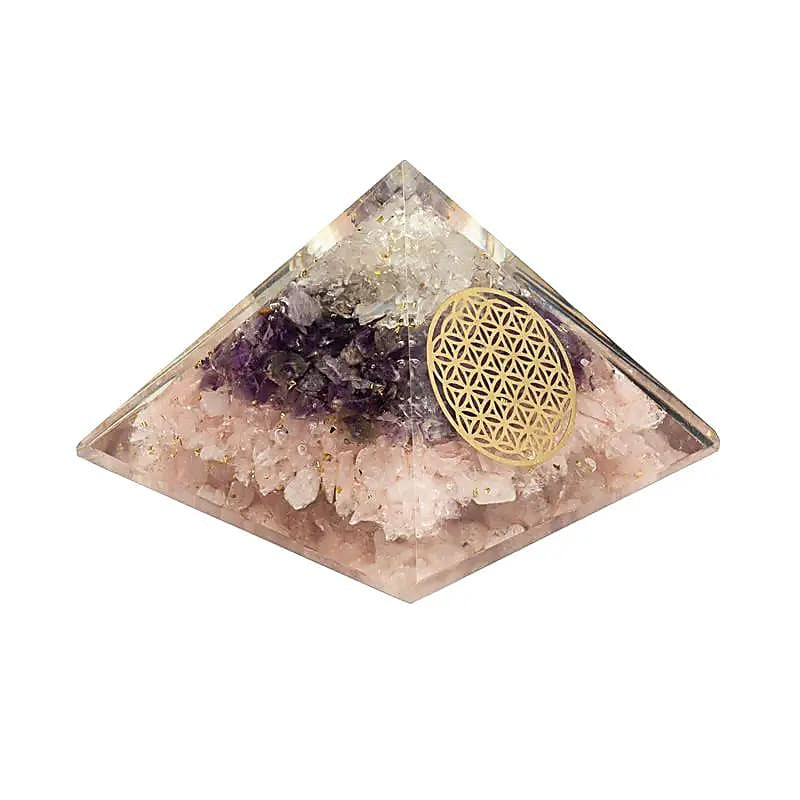 Orgoniet piramide gouden driehoek met Bloem des Levens