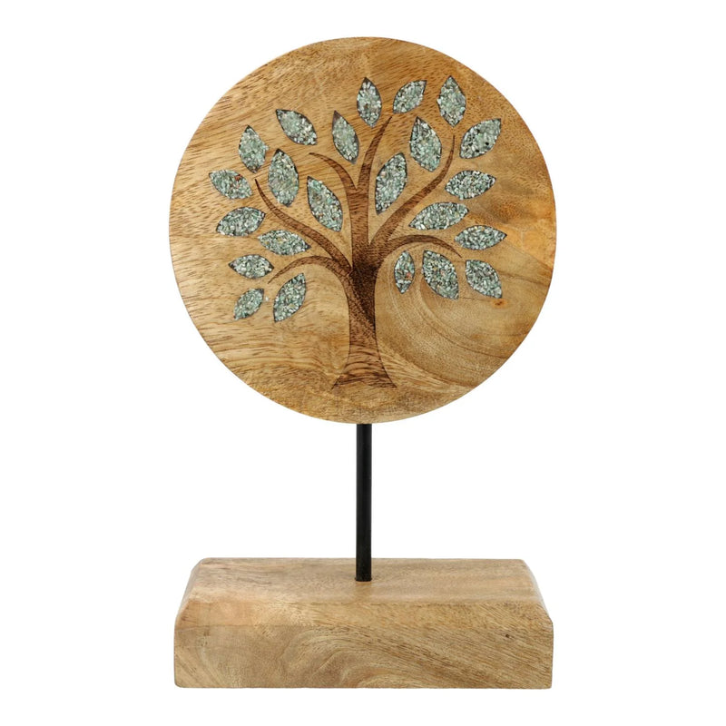 Deco Levensboom mangohout met aventurijn op voet