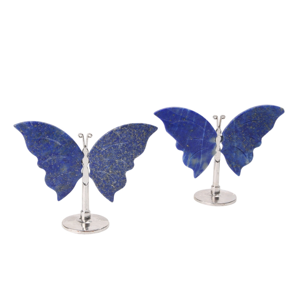 Vlinder Lapis Lazuli op standaard - zilver