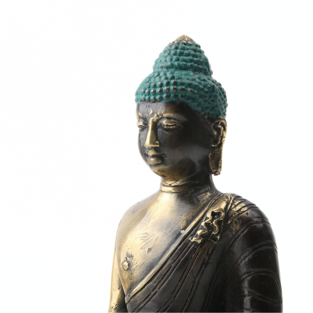 Boeddha op Lotus Dhyana Mudra Messing