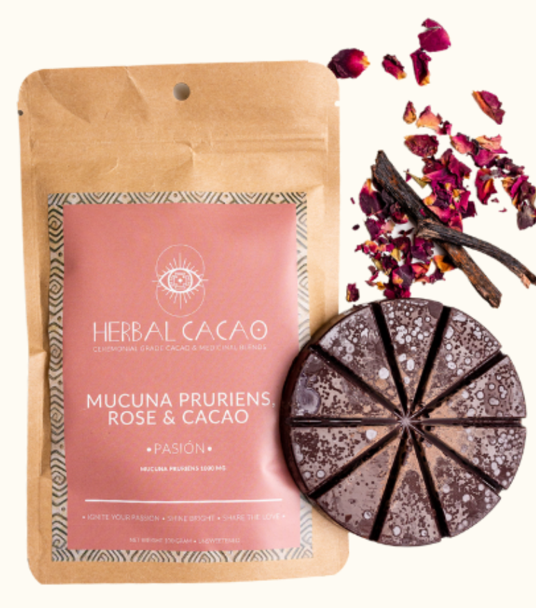 Herbal Cacao Mucuna Pruriens, Rose & Cacao - Pasión