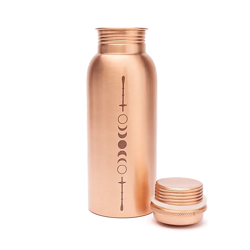 Koperen drinkfles maanfasen lasergegraveerd