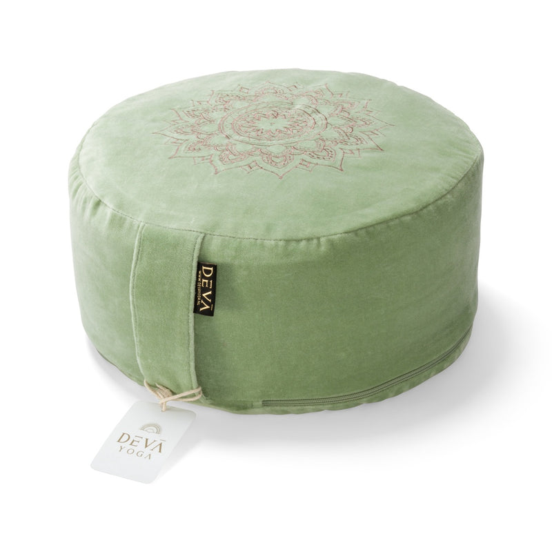 Deva Yoga - Meditatiekussen velvet - Light Green Mandala