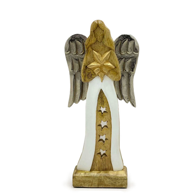 Mangohouten Sterengel metalen vleugels