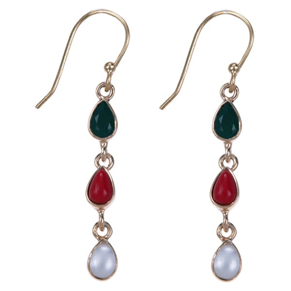 Zilver oorbellen Multi stenen Gold Plated