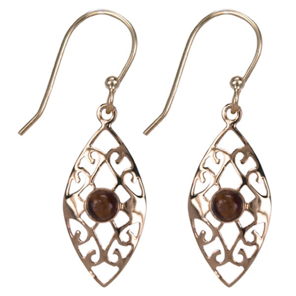 Zilver oorbellen Tijgeroog Gold Plated