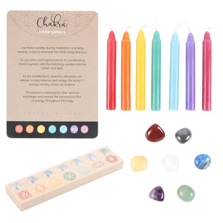 Chakra energie kaars en kristal gift set