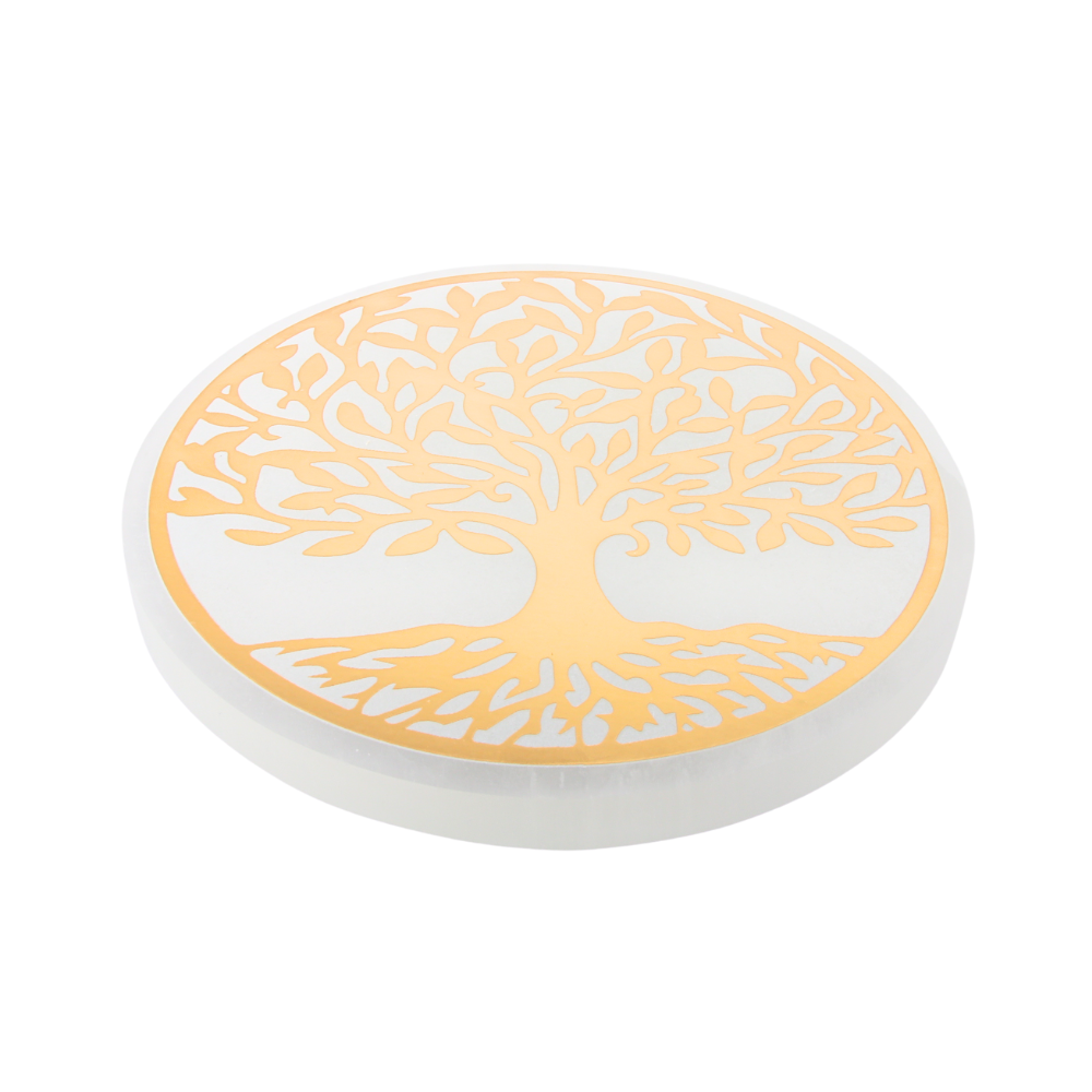 Seleniet oplaad schijf tree of life goud 20cm