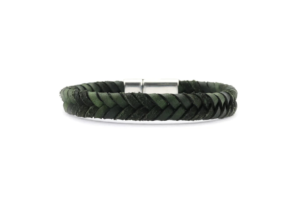 Herenarmband Theo‐vlecht Vintage Leer