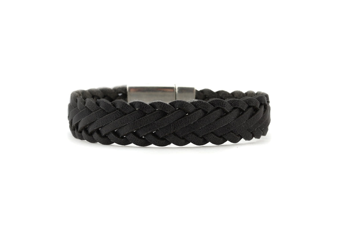 Herenarmband  Mees‐blauwe vlecht 7x3 mm Leer