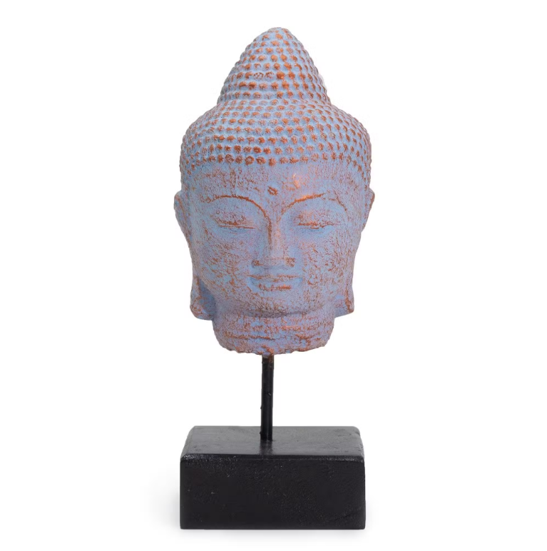 Boeddha Hoofd op standaard blue