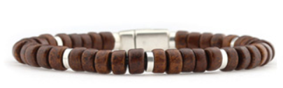 Herenarmband Erik‐Zwart Keramiek Kralen Leer
