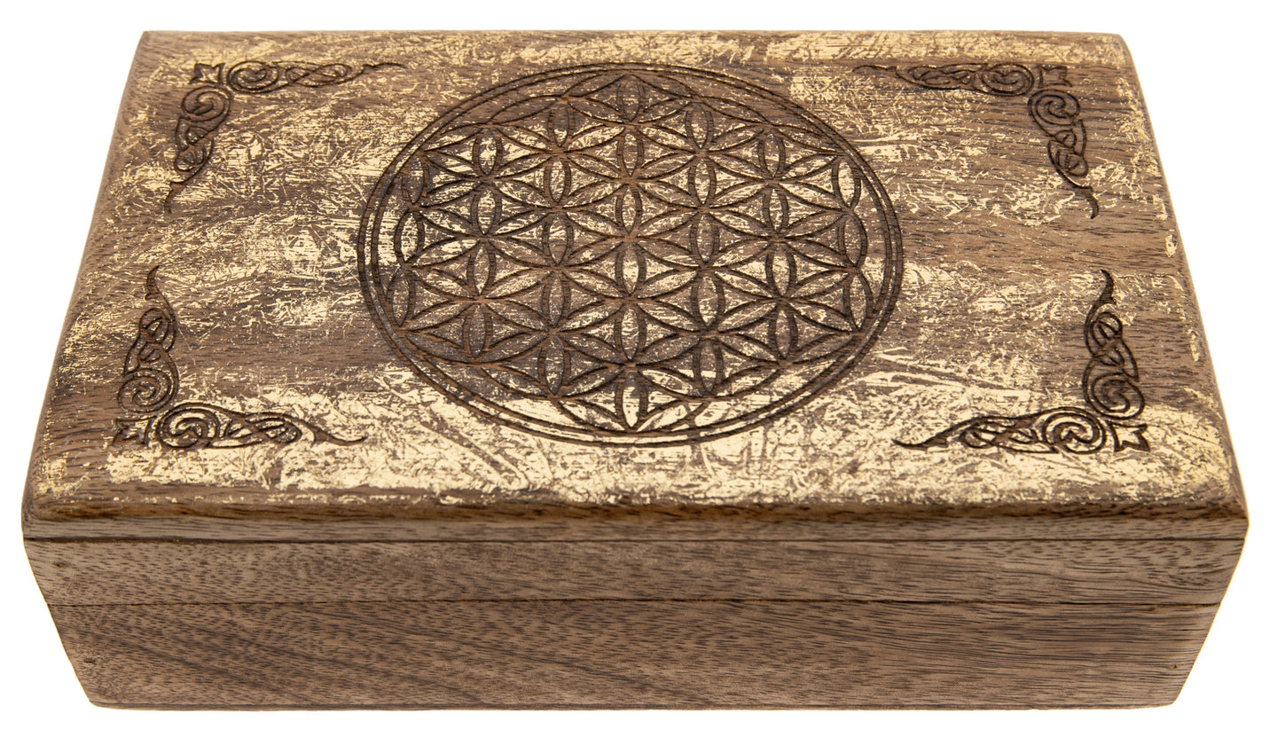 Opbergdoos van hout Bloem des levens