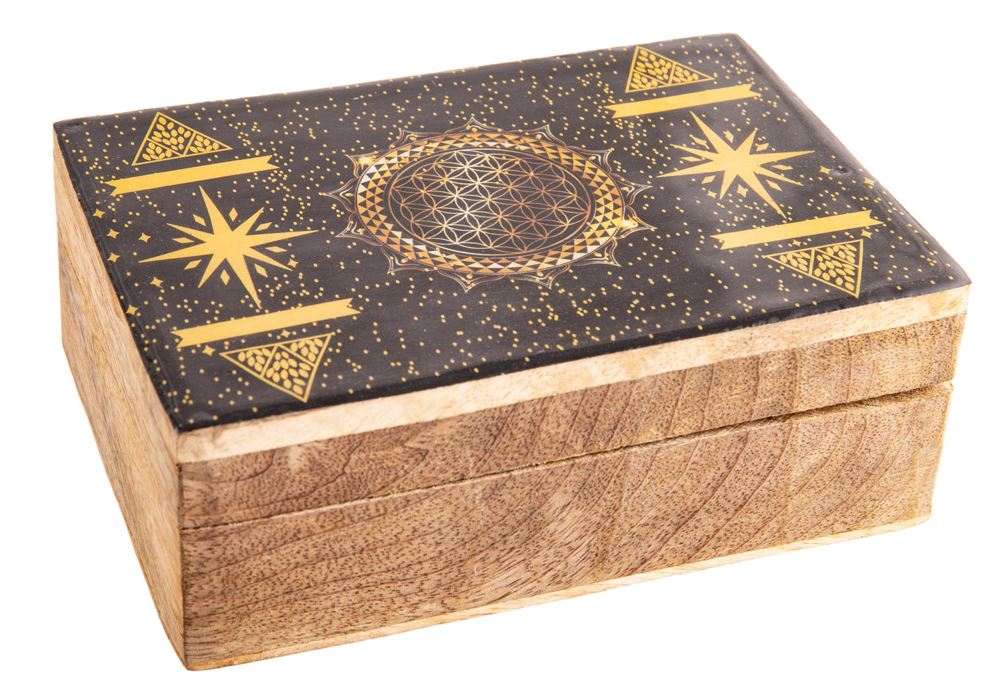 Opbergdoos van hout fantasy Flower of Life