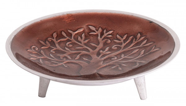 Schaaltje Tree of Life aluminium bruin staand