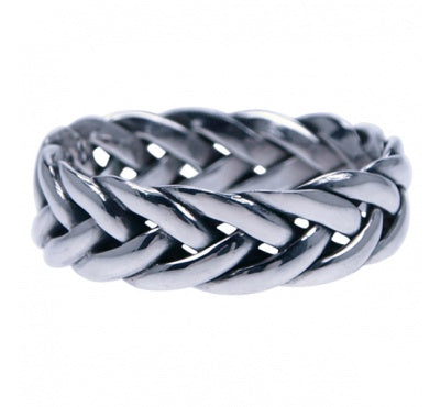 Zilveren Dames ring Gevlochten band