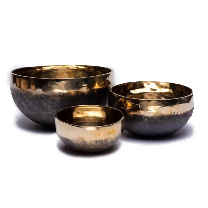 Klankschaal Ishana zwart-goud 10 cm