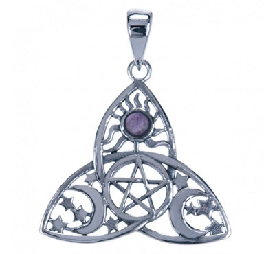 Zilveren Hanger Pentagram met amethist