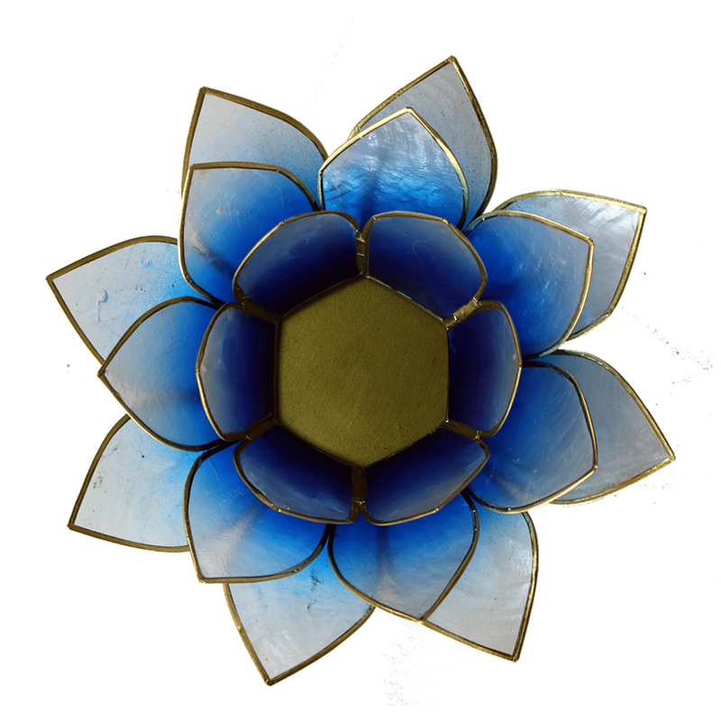 Lotus sfeerlicht blauw/wit 2-kleurig goudrand