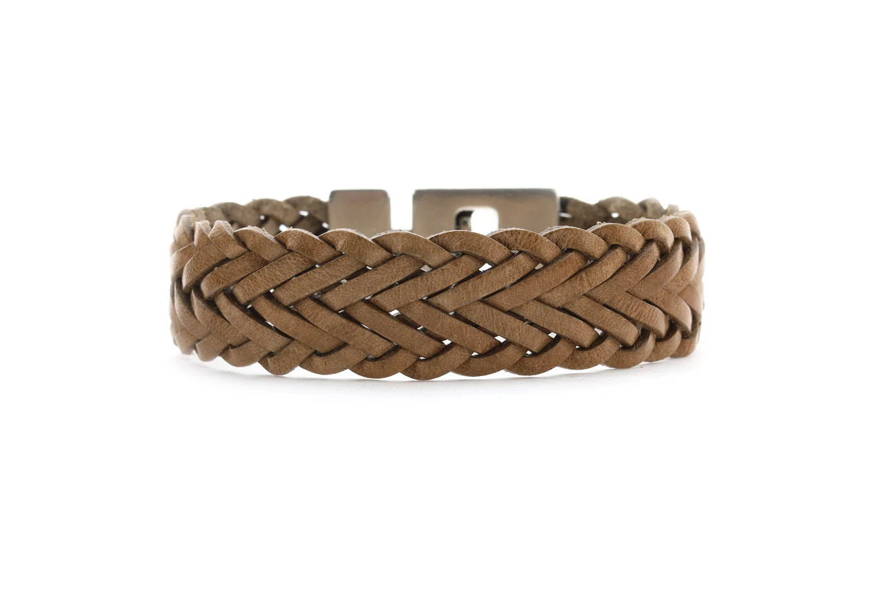 Herenarmband Danny‐bruine vlecht Large Leer