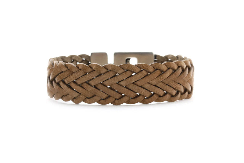 Herenarmband Danny‐bruine vlecht Large Leer