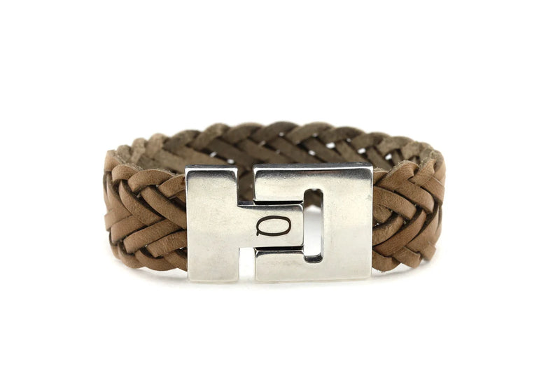 Herenarmband Danny‐bruine vlecht Large Leer