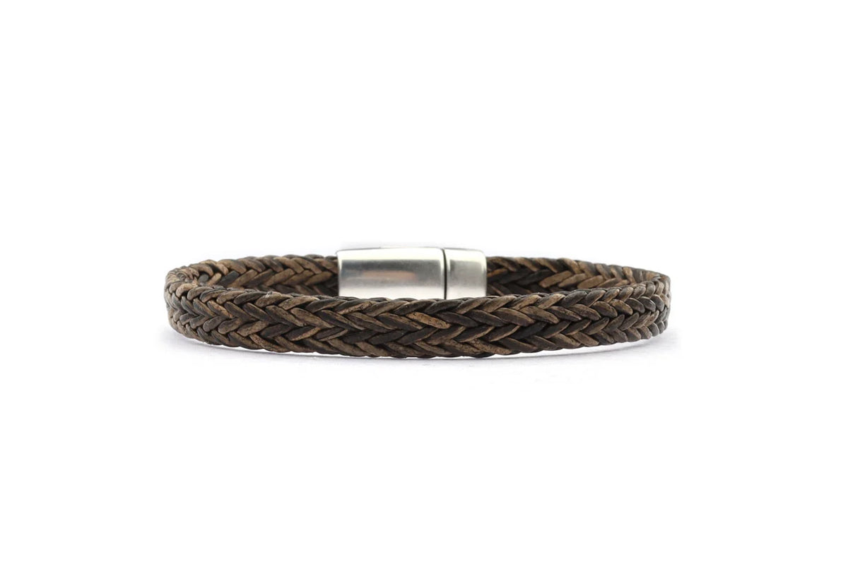 Herenarmband David Vlecht Bruin Leer