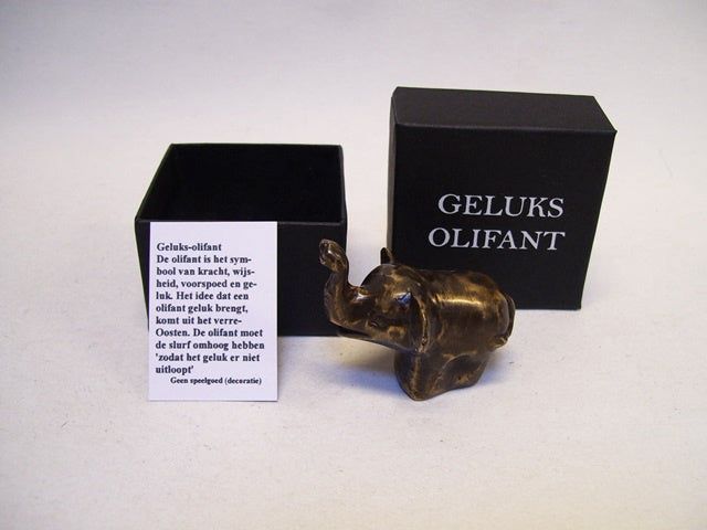 Geluksolifant brons in doosje - 6 cm