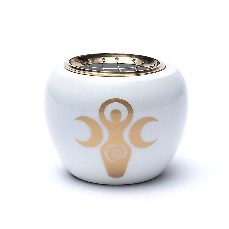 Wierookbrander wit & goud godinnensymbool