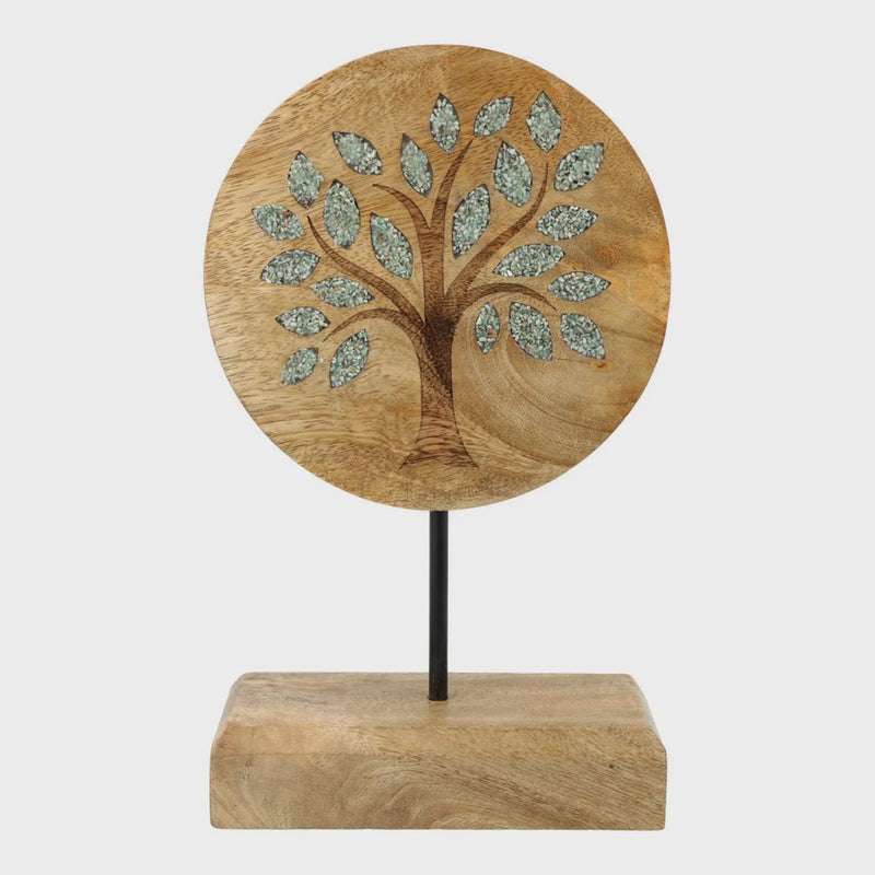 Deco Levensboom mangohout met aventurijn op voet