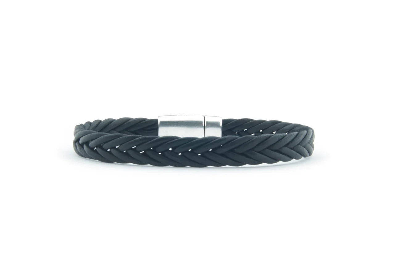 Herenarmband Dennis zwarte vlecht Leer