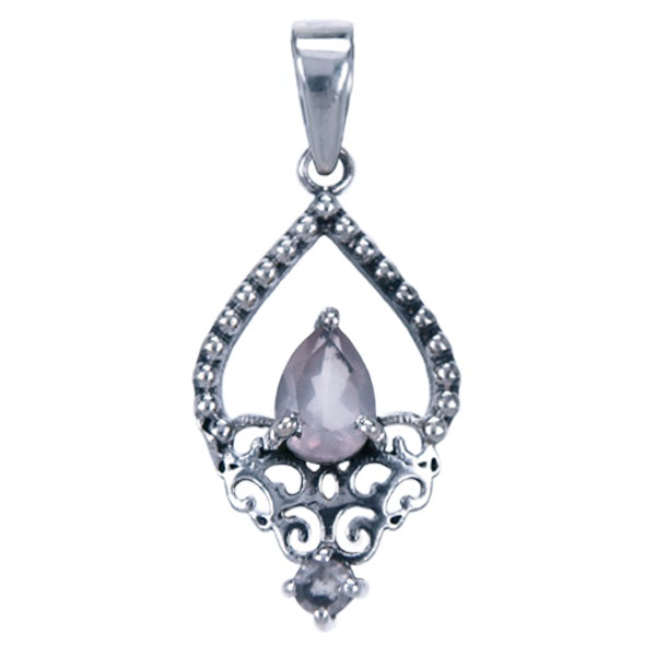 Zilveren hanger Rozenkwarts - 13