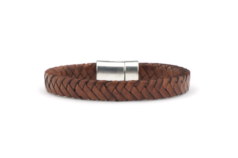 Herenarmband ED‐bruine pijl vlecht Leer