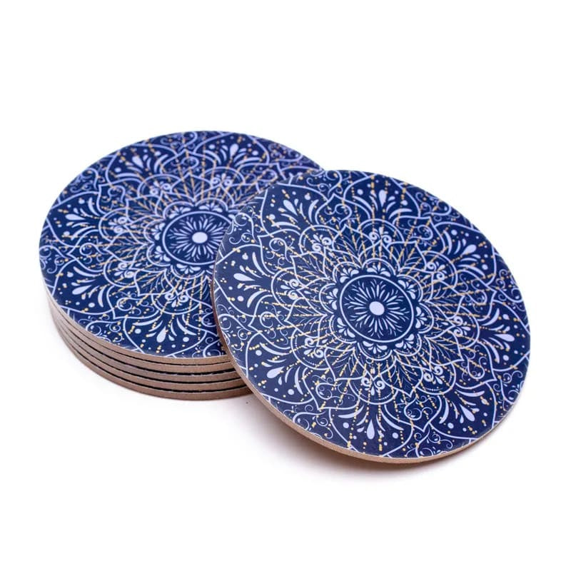 Mandala onderzetters donkerblauw set van 6