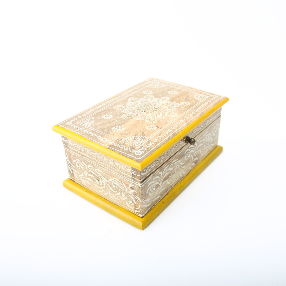 Houten kistje geel medium