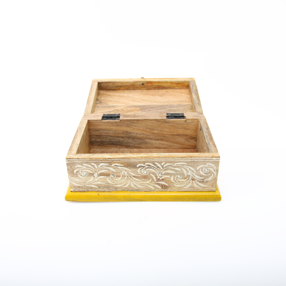 Houten kistje geel medium