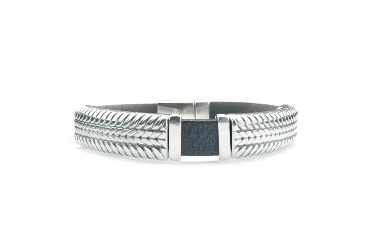 Herenarmband Otis‐Vintage Zwart+2schuivers  Leer