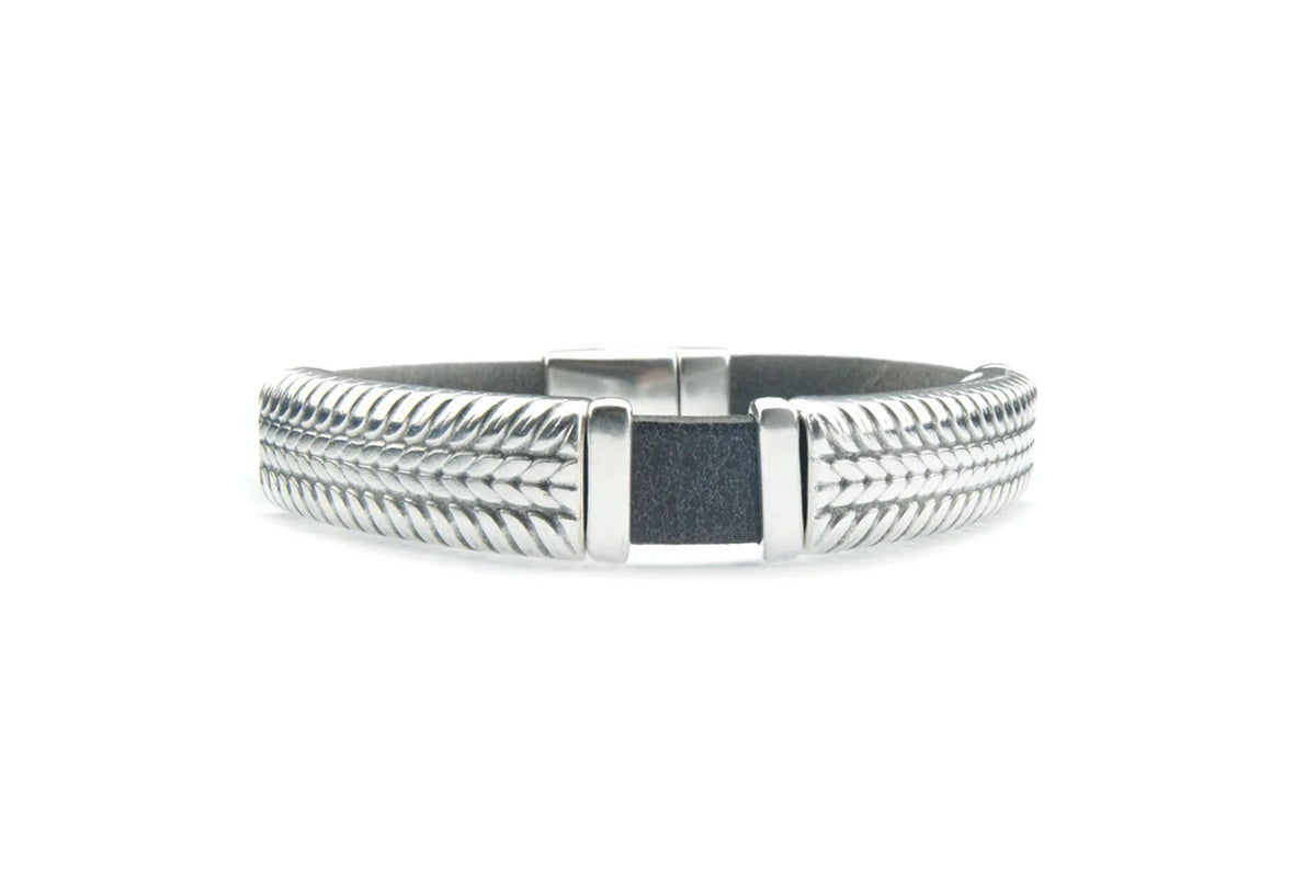 Herenarmband Otis‐Vintage Zwart+2schuivers  Leer