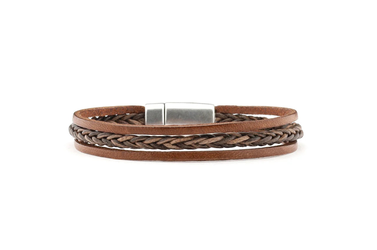 Herenarmband  Patrick vlecht Leer