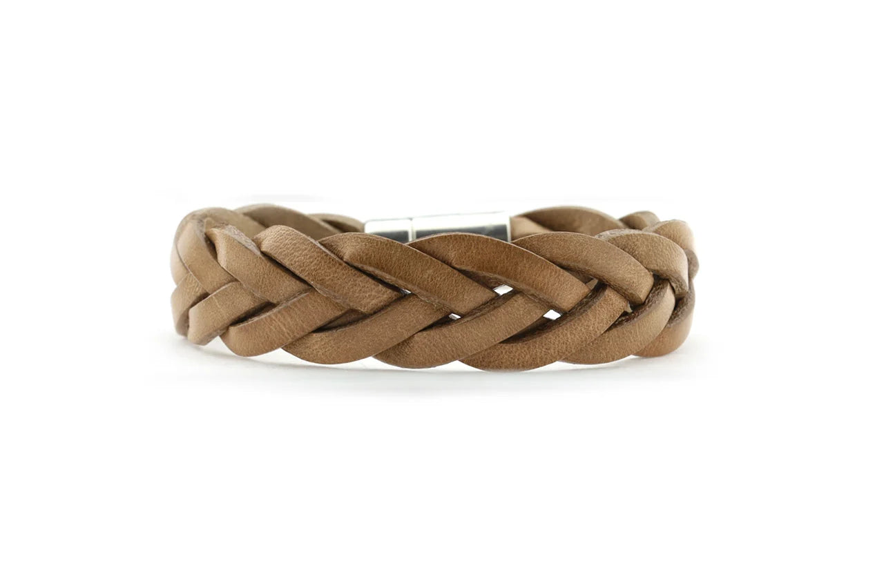 Herenarmband Raf‐bruine vlecht 5x5 mm Leer